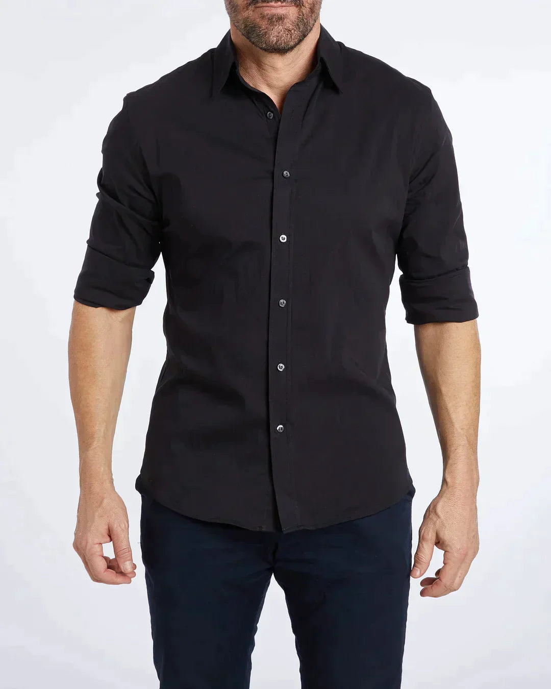 Camisa Hombre Manga Larga Cremallera Cuello Clásico