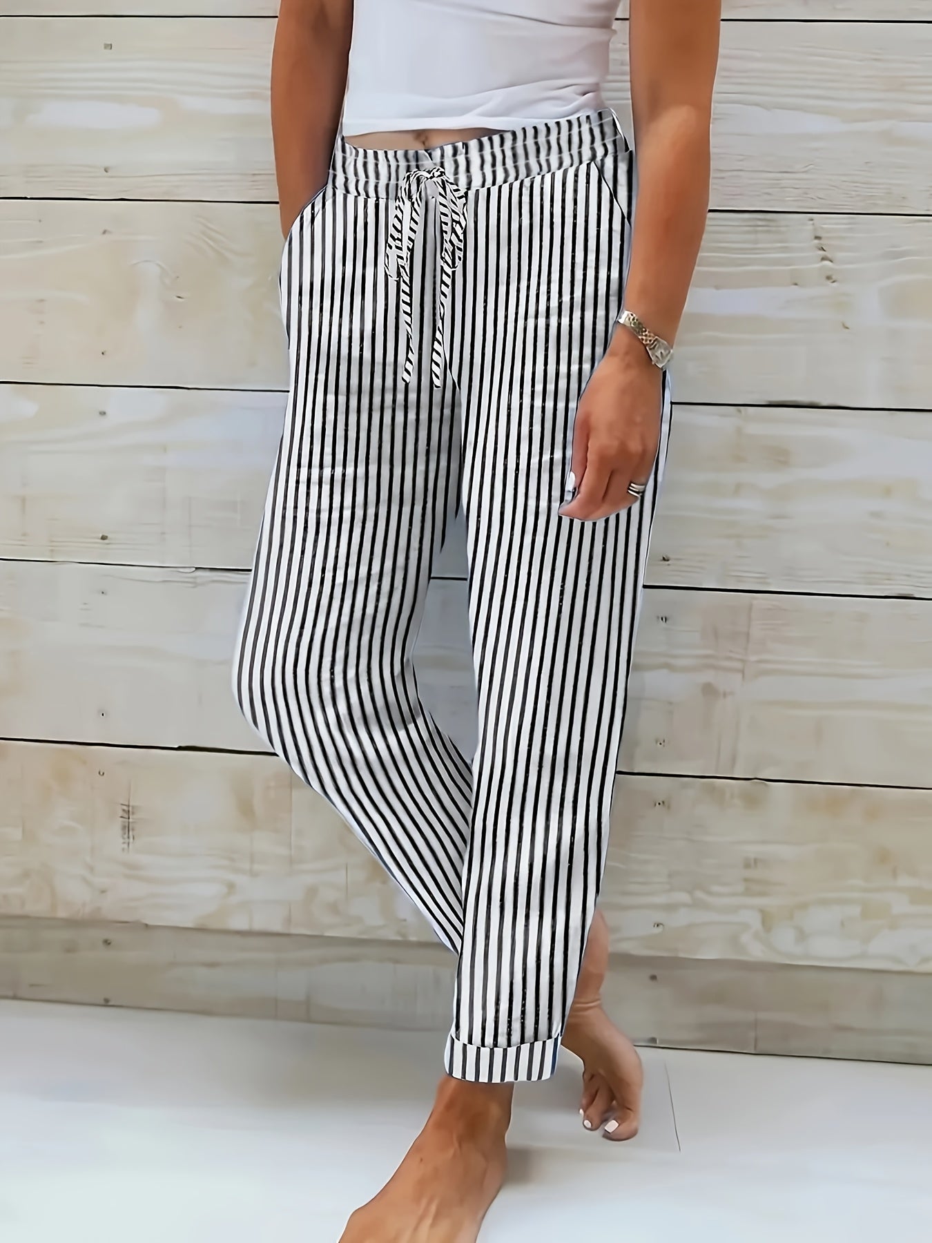 Pantalón Mujer Fluido Algodón Cintura Elástica