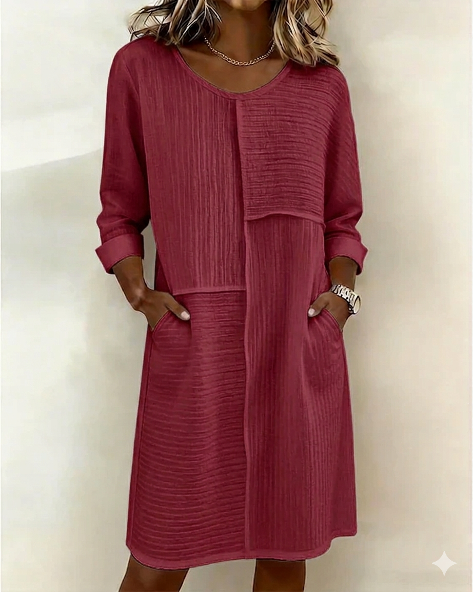 Vestido mujer algodón y lino texturizado cómodo casual verano