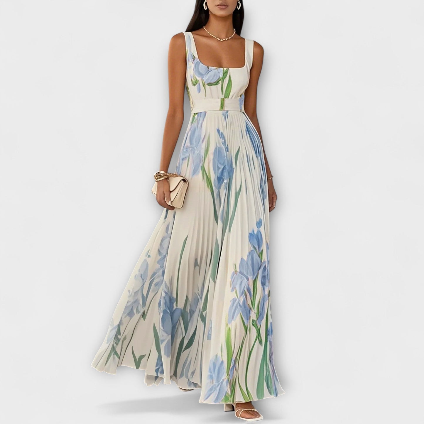Vestido maxi mujer sin mangas estampado floral fluido