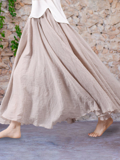 Falda larga mujer de lino ligera y fluida