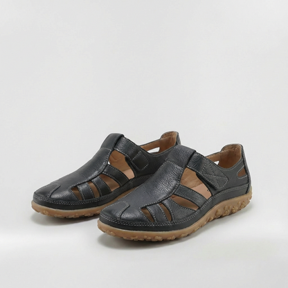 Sandalias Cerradas Mujer de Cuero con Tiras Suela Confortable
