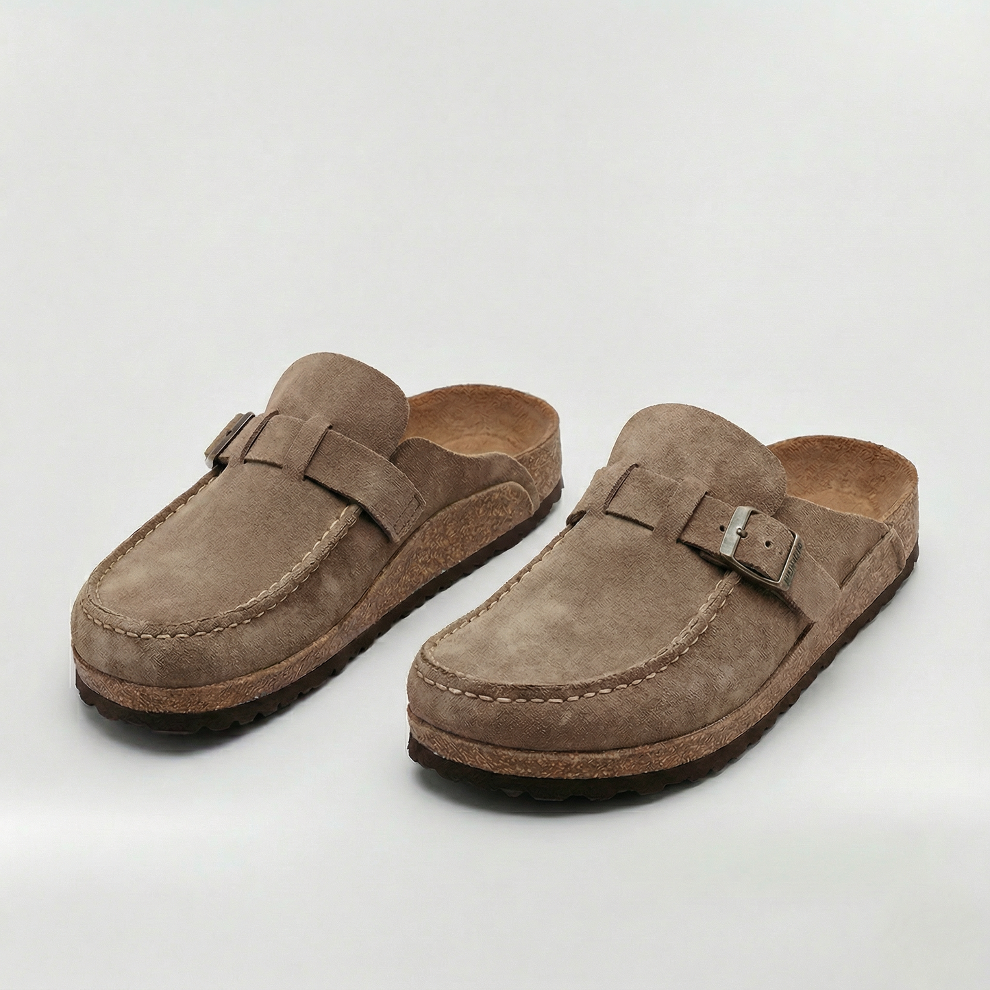 Zuecos Mujer de Ante Hebilla Ajustable Plantilla de Corcho