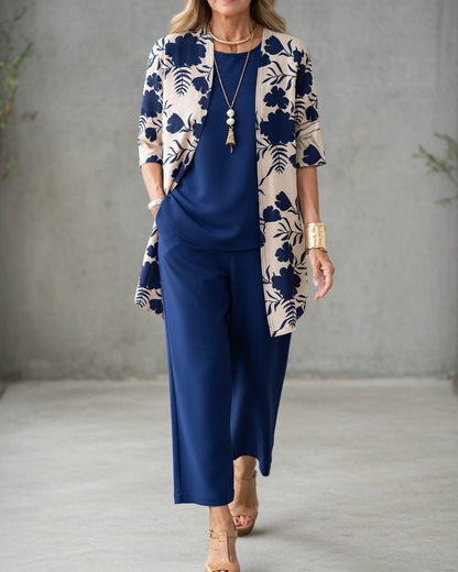 Conjunto mujer pantalón fluido y chaqueta estampado floral - Mavetta