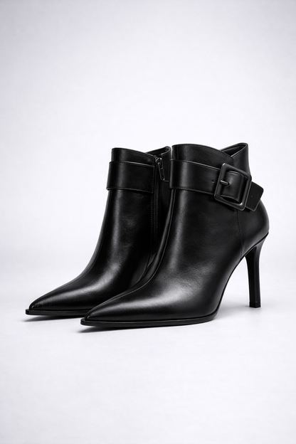 Botines Mujer Tacón Hebilla Oversize Ajuste Comodo