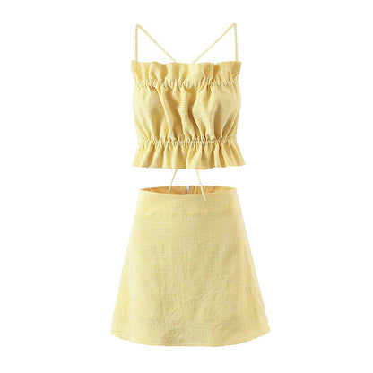 Conjunto Mujer Falda Corta Cintura Alta y de Tirantes Verano - Mavetta