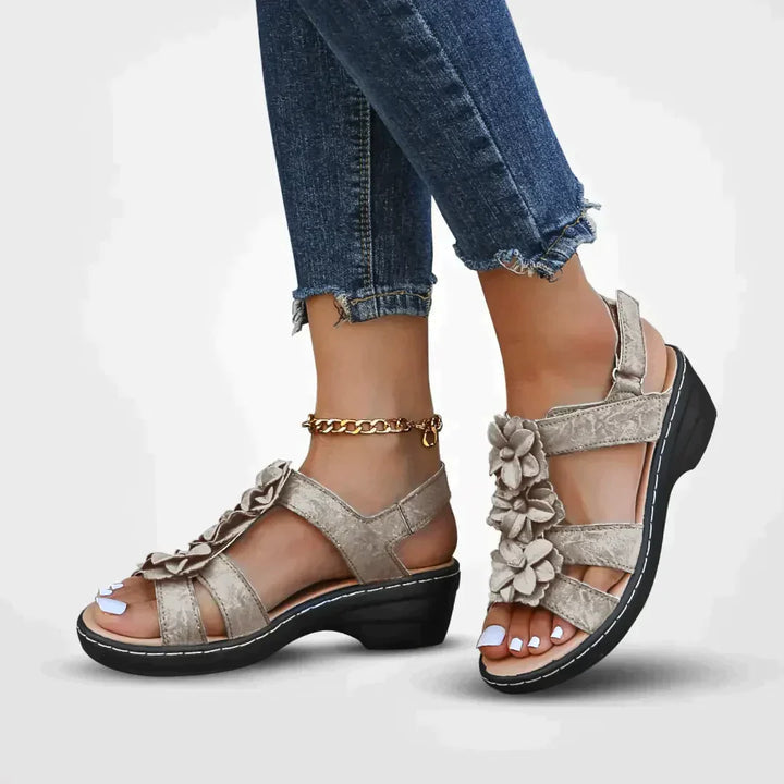 Sandalias Mujer Verano Detalle Flor Suela Comoda