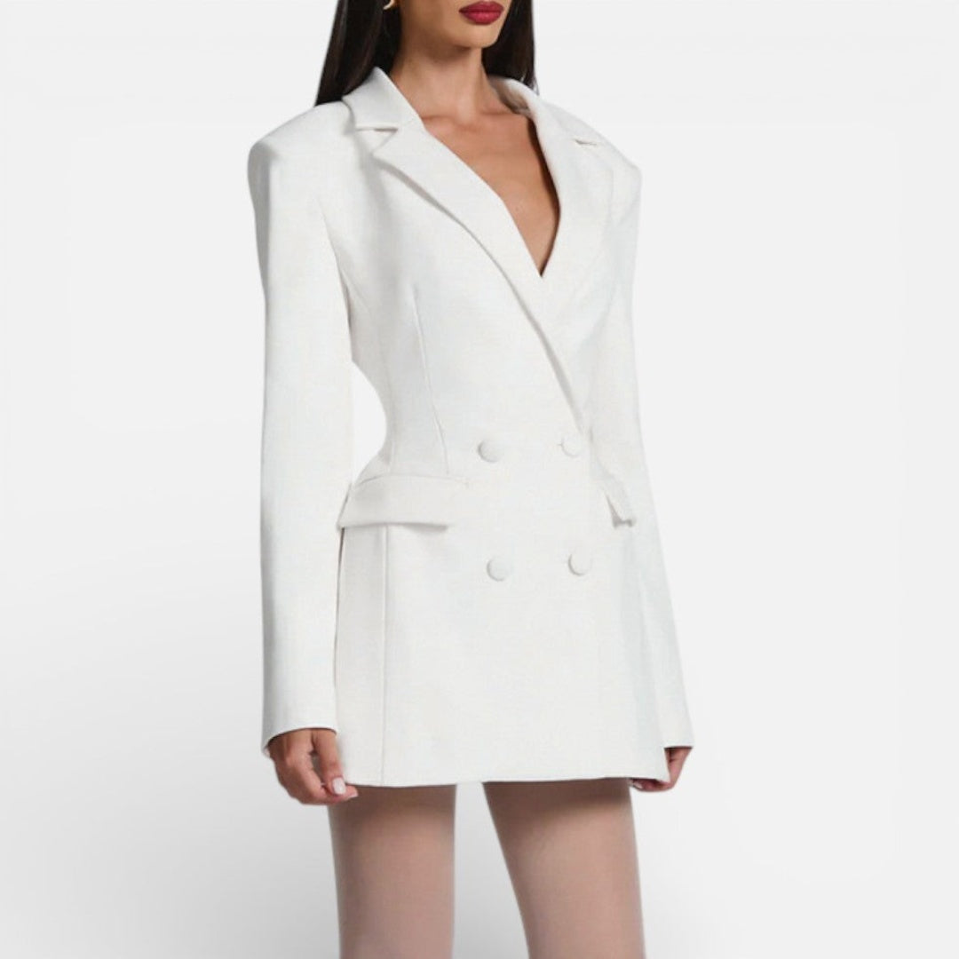 Vestido Blazer Mujer Ajustado con Solapas Manga Larga