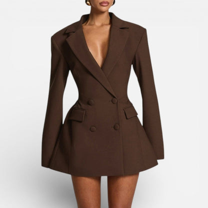 Vestido Blazer Mujer Ajustado con Solapas Manga Larga