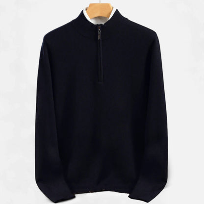 Suéter Hombre Lana Merino Media Cremallera Cuello Semi Alto