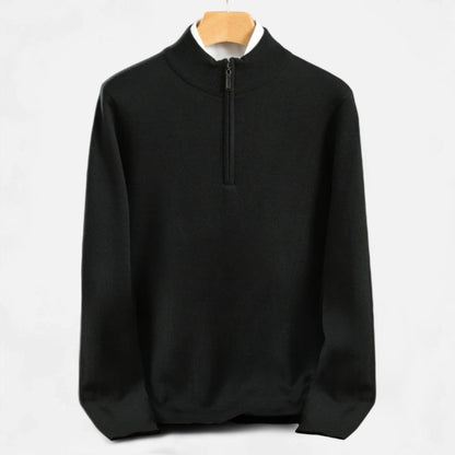 Suéter Hombre Lana Merino Media Cremallera Cuello Semi Alto