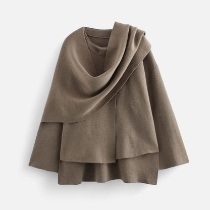 Abrigo Mujer Acolchado Invierno Cuello Asimétrico con Bufanda