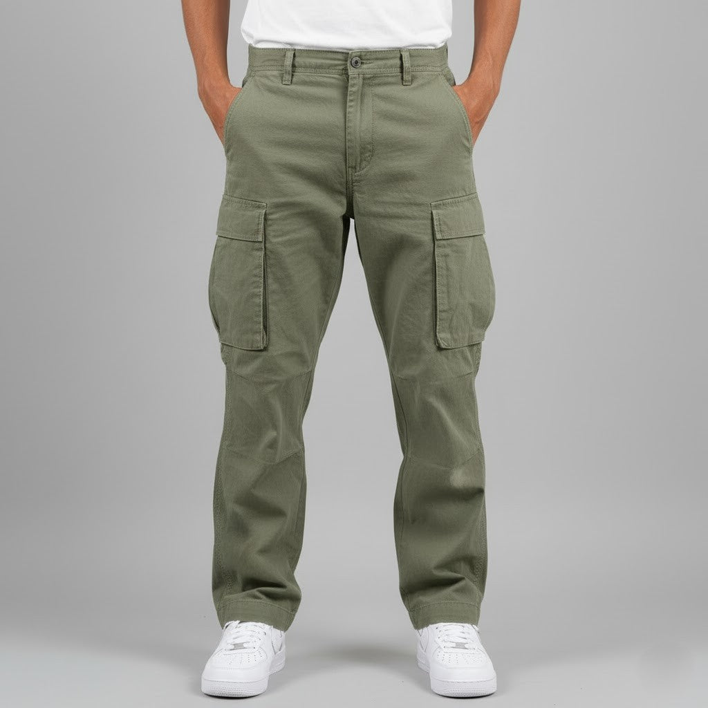 Pantalones cargo hombre Algodón Bolsillos Laterales Corte Relajado