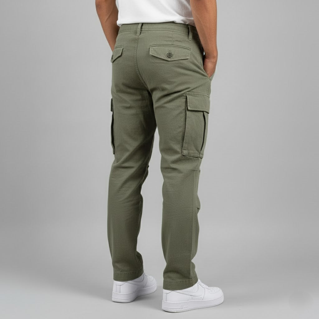 Pantalones cargo hombre Algodón Bolsillos Laterales Corte Relajado