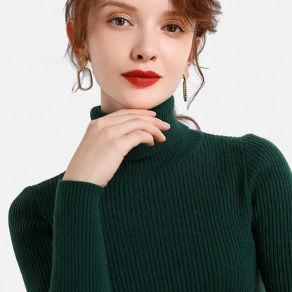Jersey Mujer de Cachemira Cuello Alto Elegante