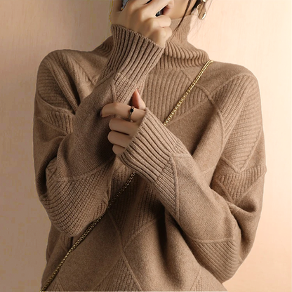 Jersey Mujer de Punto Estructurado Cuello Alto