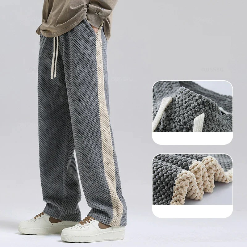 Pantalones Jogger Hombre Textura Gofre Ajuste Casual Comodos