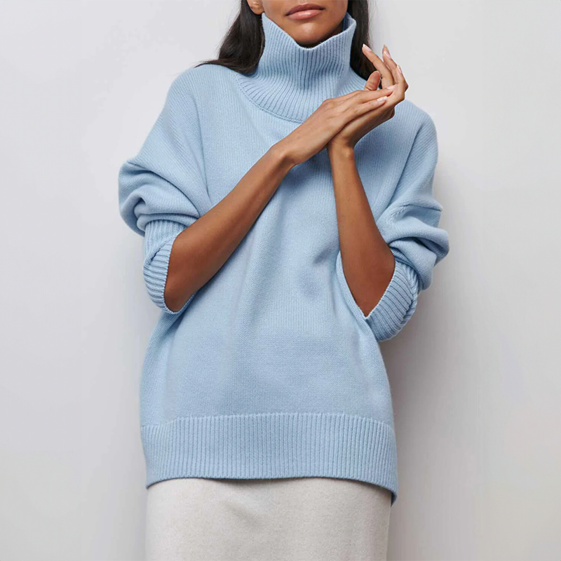 Jersey Mujer Cuello Alto Comodo Estilo Chic