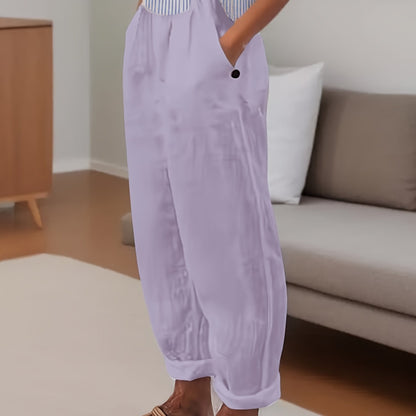 Pantalón Mujer de Lino Talle Alto Corte Relajado