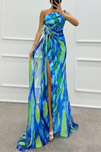 Vestido largo Mujer Asimétrico con Abertura Alta - Mavetta