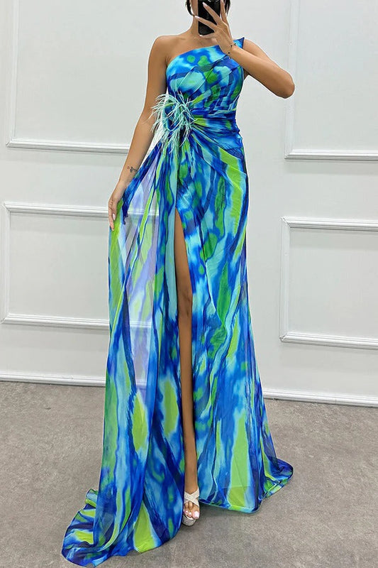 Vestido largo Mujer Asimétrico con Abertura Alta - Mavetta