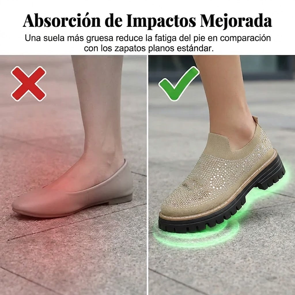 Mocasines Mujer sin Cordones con Pedrería Brillante