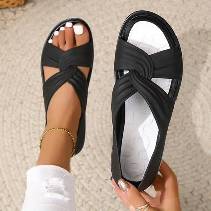 Sandalias Mujer de Cuero Diseño de Nudos Comodas Verano