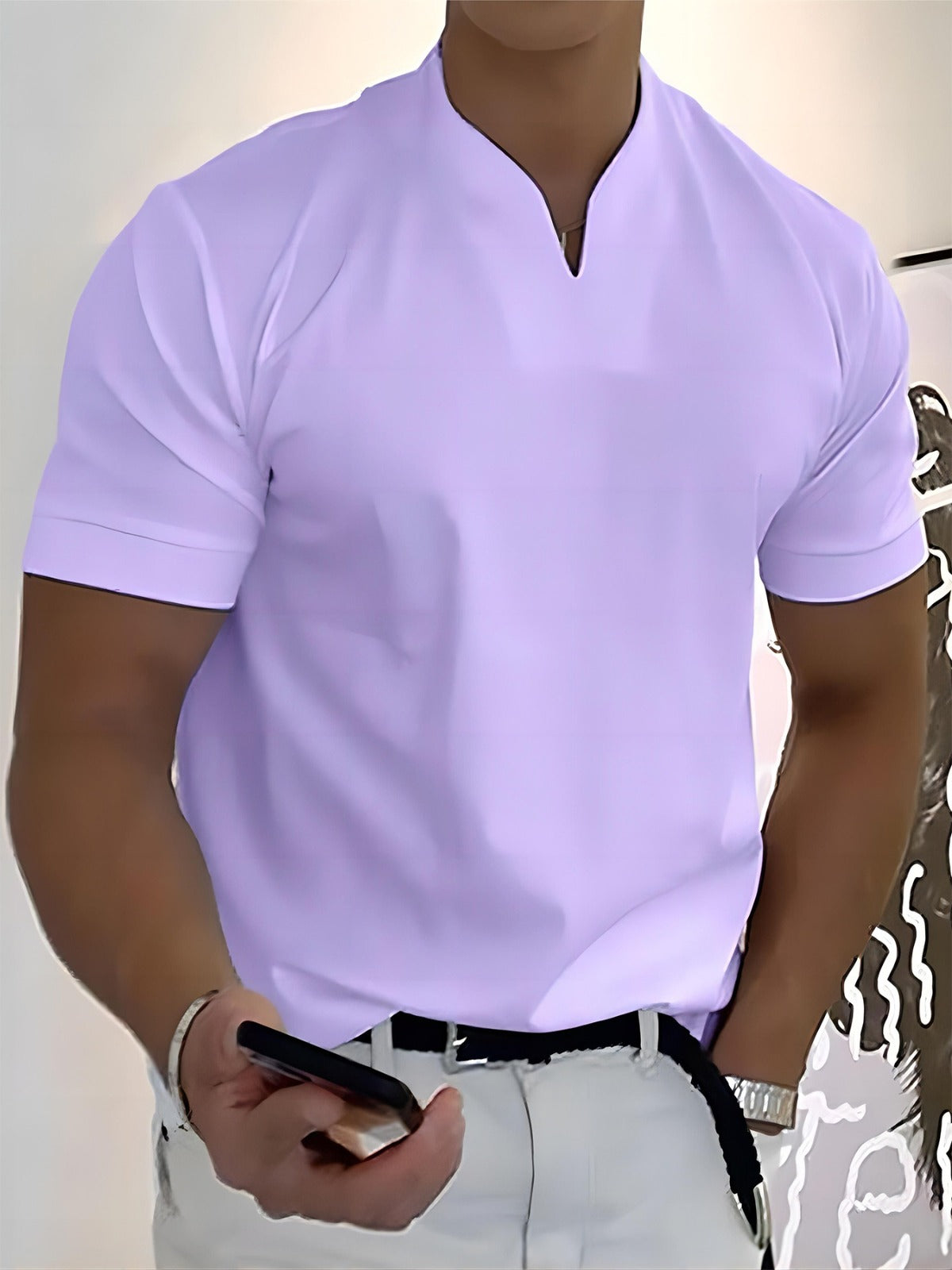 Camiseta Hombre Cuello en V Transpirable Corte Clásico