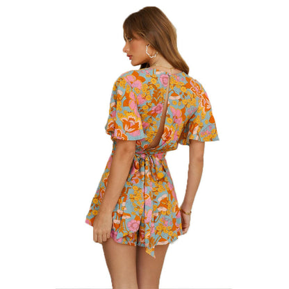 Mono Mujer Casual Estampado Floral Manga Corta Escote Verano