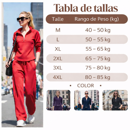 Conjunto Deportivo Mujer de Tejido Suave Media Cremallera