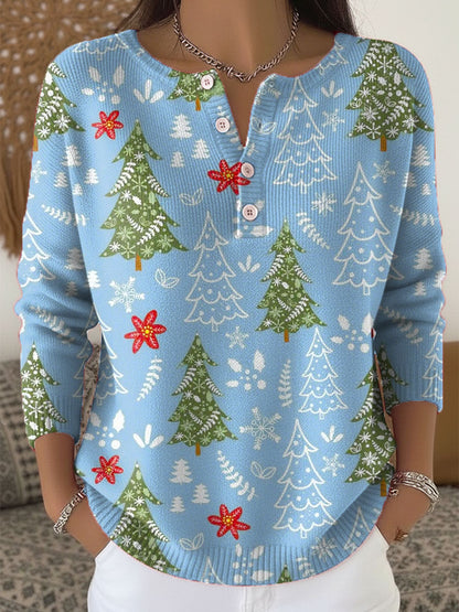 Jersey Mujer con Botones Estampado Festivo Invierno