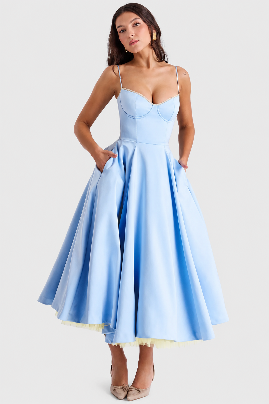 Vestido Midi Mujer de Satén Suave Ajuste Elegante
