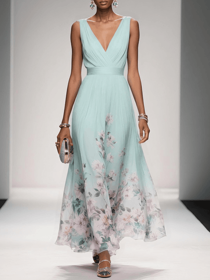 Vestido maxi mujer de tejido ligero escote en V