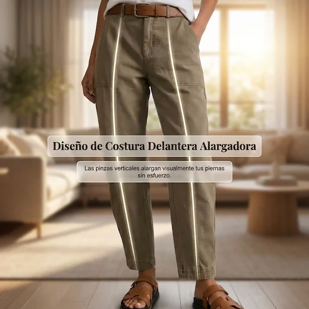 Pantalón utilitario Mujer de cintura alta entallado