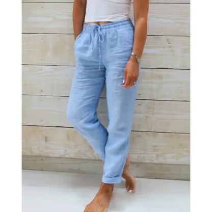 Pantalones mujer con corte relajado y cordón ajustable