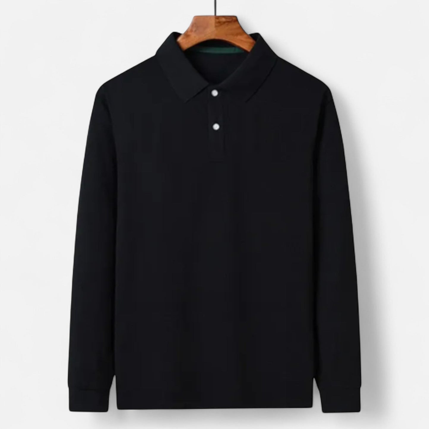 Polo hombre de algodón perlado manga larga estilo business
