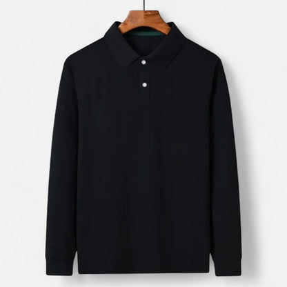 Polo hombre de algodón perlado manga larga estilo business