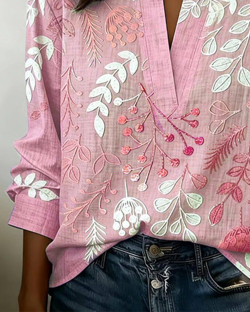 Blusa mujer ligera cuello en V floral verano