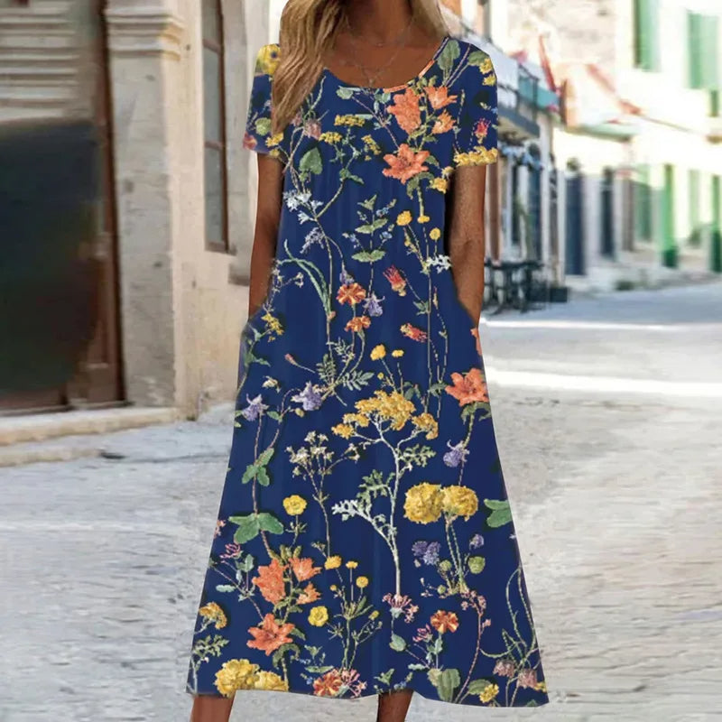 Vestido verano mujer con manga corta y estampado floral