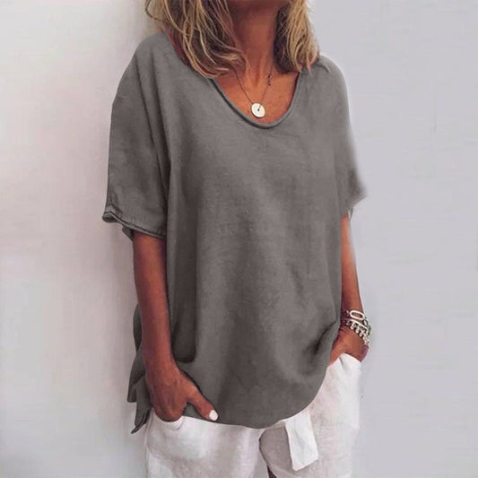 Camiseta Mujer Oversize Algodón Manga Corta Corte Relajado - Mavetta