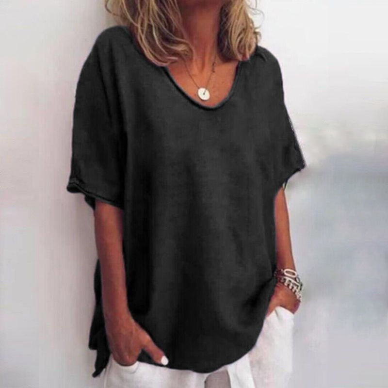 Camiseta Mujer Oversize Algodón Manga Corta Corte Relajado