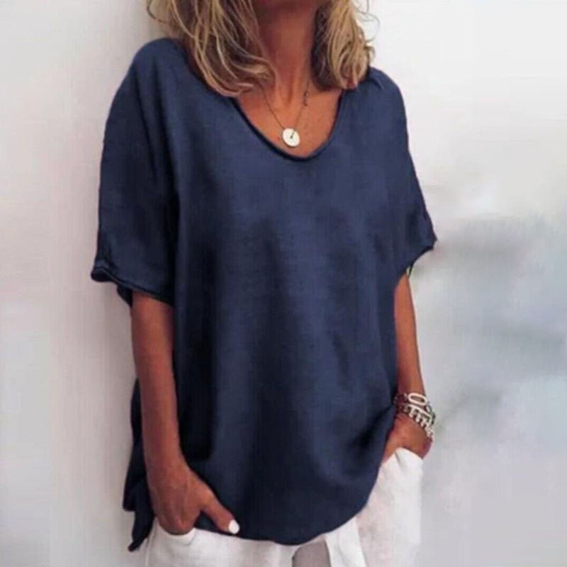 Camiseta Mujer Oversize Algodón Manga Corta Corte Relajado