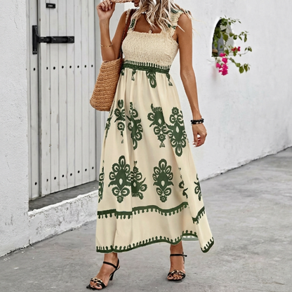 Vestido maxi mujer estilo bohemio escote cuadrado
