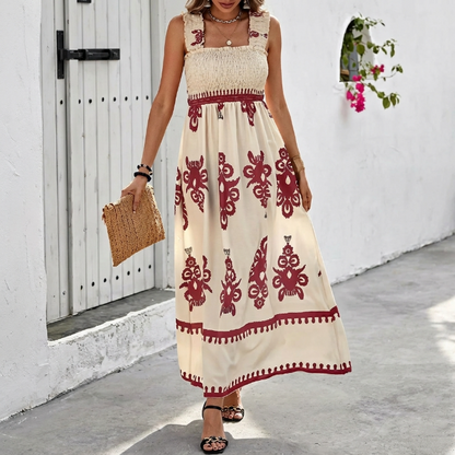Vestido maxi mujer estilo bohemio escote cuadrado