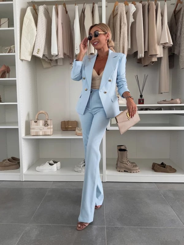 Conjunto Mujer de Blazer y Pantalón Estampado Ajustado
