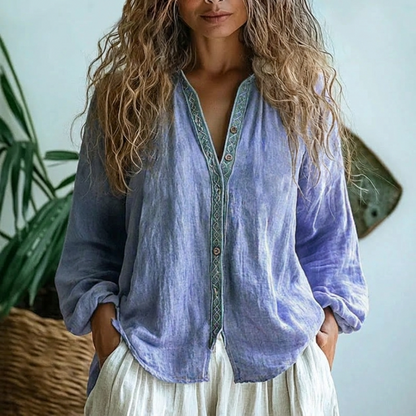 Blusa mujer Vintage Estampado Hojas Ajuste Clásico