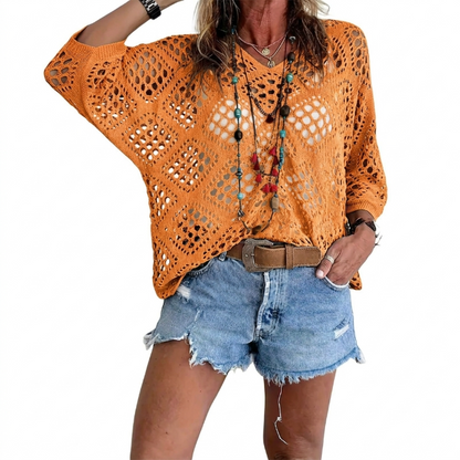 Jersey Mujer de Punto Calado Estilo Relajado