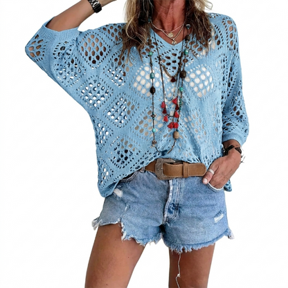 Jersey Mujer de Punto Calado Estilo Relajado