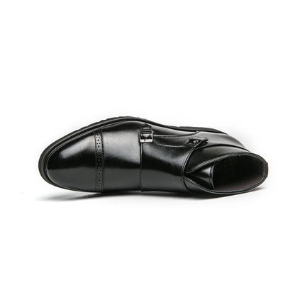 Botines hombre de cuero doble hebilla formales cómodos