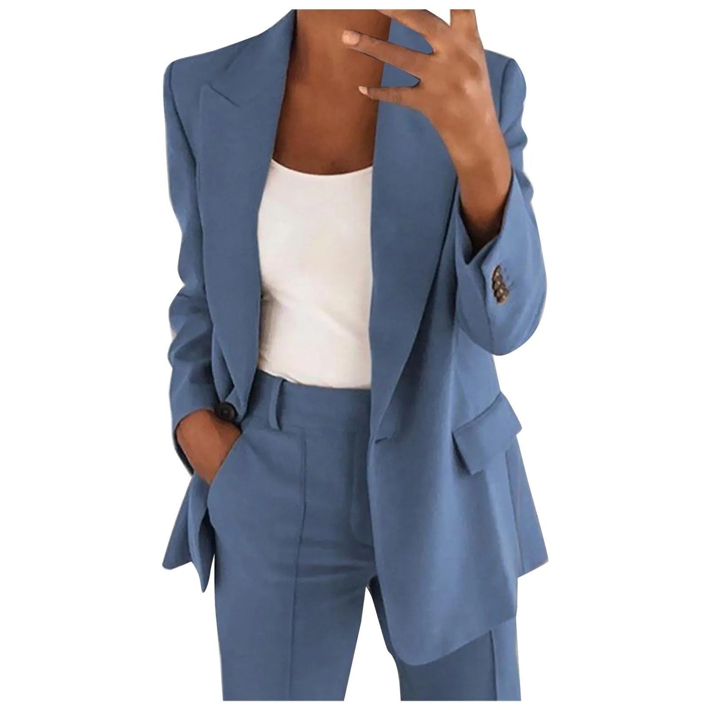 Conjunto Mujer Blazer y Pantalón Liso Ajuste Clásico